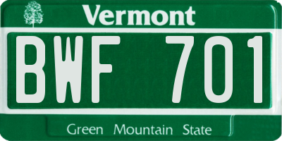 VT license plate BWF701