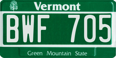 VT license plate BWF705