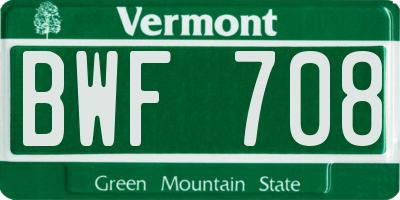 VT license plate BWF708