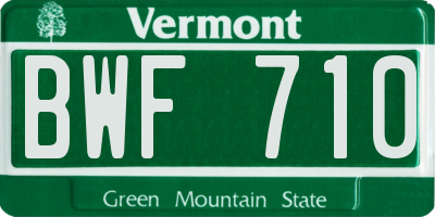 VT license plate BWF710