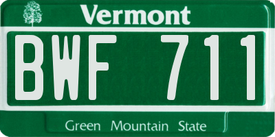 VT license plate BWF711
