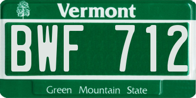 VT license plate BWF712