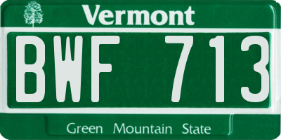 VT license plate BWF713
