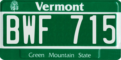 VT license plate BWF715