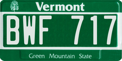 VT license plate BWF717