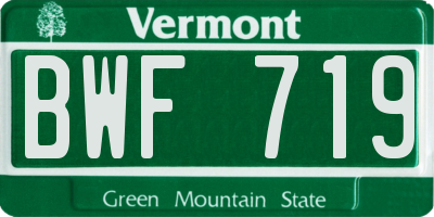 VT license plate BWF719