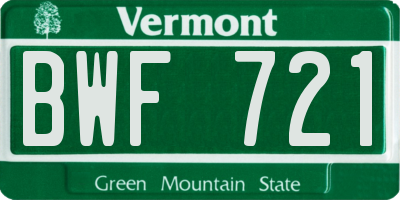 VT license plate BWF721