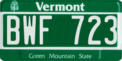 VT license plate BWF723