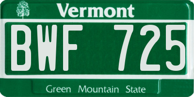VT license plate BWF725