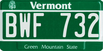VT license plate BWF732