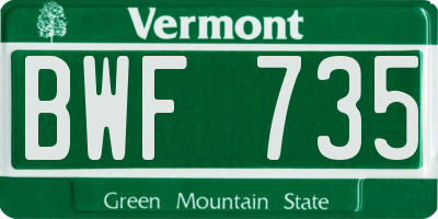 VT license plate BWF735