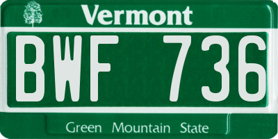 VT license plate BWF736