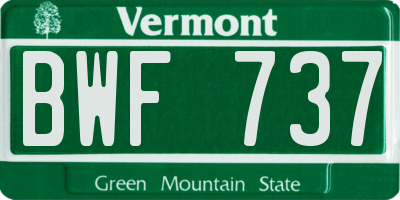 VT license plate BWF737