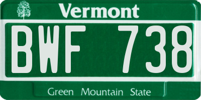 VT license plate BWF738