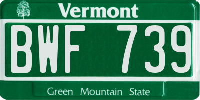 VT license plate BWF739