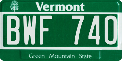 VT license plate BWF740