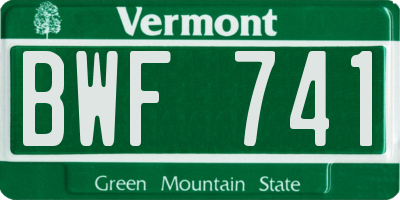 VT license plate BWF741