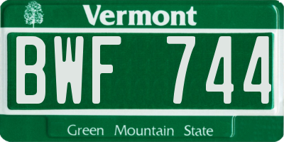 VT license plate BWF744