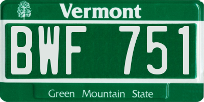 VT license plate BWF751