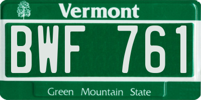 VT license plate BWF761