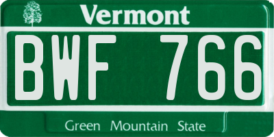 VT license plate BWF766