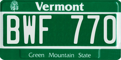 VT license plate BWF770