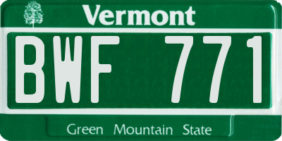 VT license plate BWF771