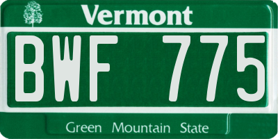 VT license plate BWF775