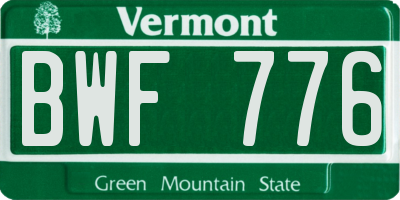VT license plate BWF776