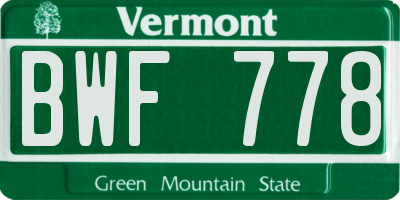 VT license plate BWF778