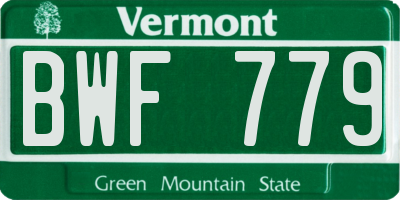 VT license plate BWF779