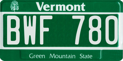 VT license plate BWF780