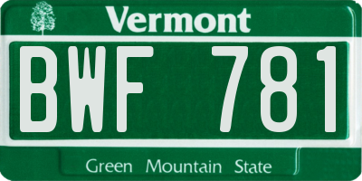VT license plate BWF781