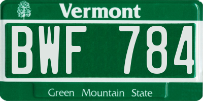 VT license plate BWF784