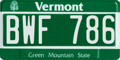 VT license plate BWF786