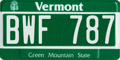 VT license plate BWF787