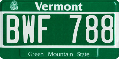 VT license plate BWF788