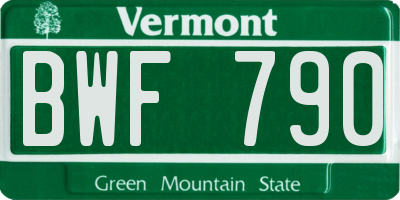 VT license plate BWF790