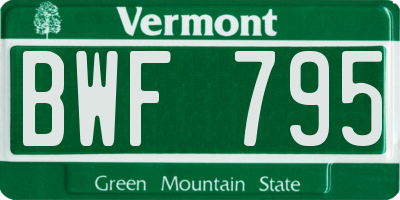 VT license plate BWF795