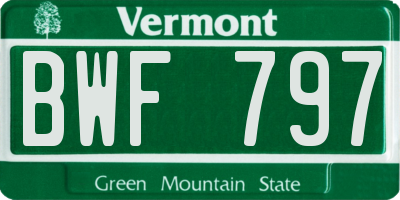 VT license plate BWF797