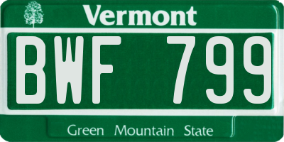 VT license plate BWF799