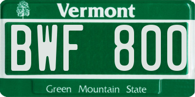 VT license plate BWF800