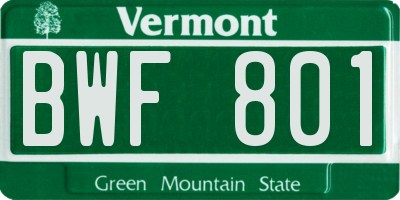 VT license plate BWF801