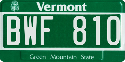 VT license plate BWF810