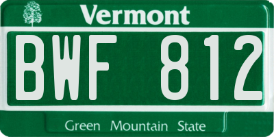VT license plate BWF812