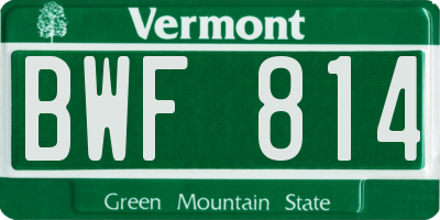 VT license plate BWF814