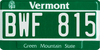 VT license plate BWF815