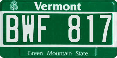 VT license plate BWF817