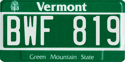 VT license plate BWF819