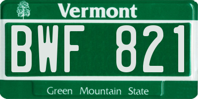 VT license plate BWF821